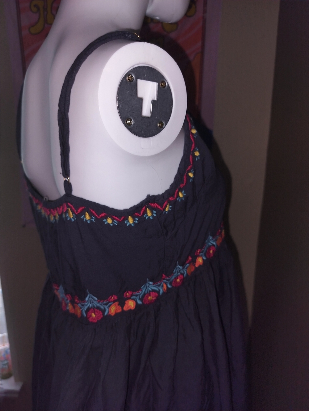 NATURAL LIFE Navy Sara Embroidered Spaghetti-Strap Mini Dress Sz S - Picture 5 of 8